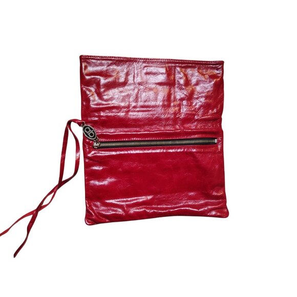 Allison Burns Red Leather Folder Over Clutch Purse Zip Close Vintage USA - Picture 2 of 8